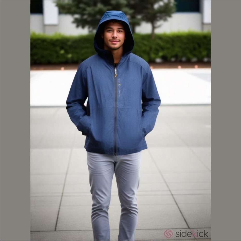 Cole Haan ZeroGrand Zero Grand Blue Hooded Zip Water Wind Resistant Jacket XL